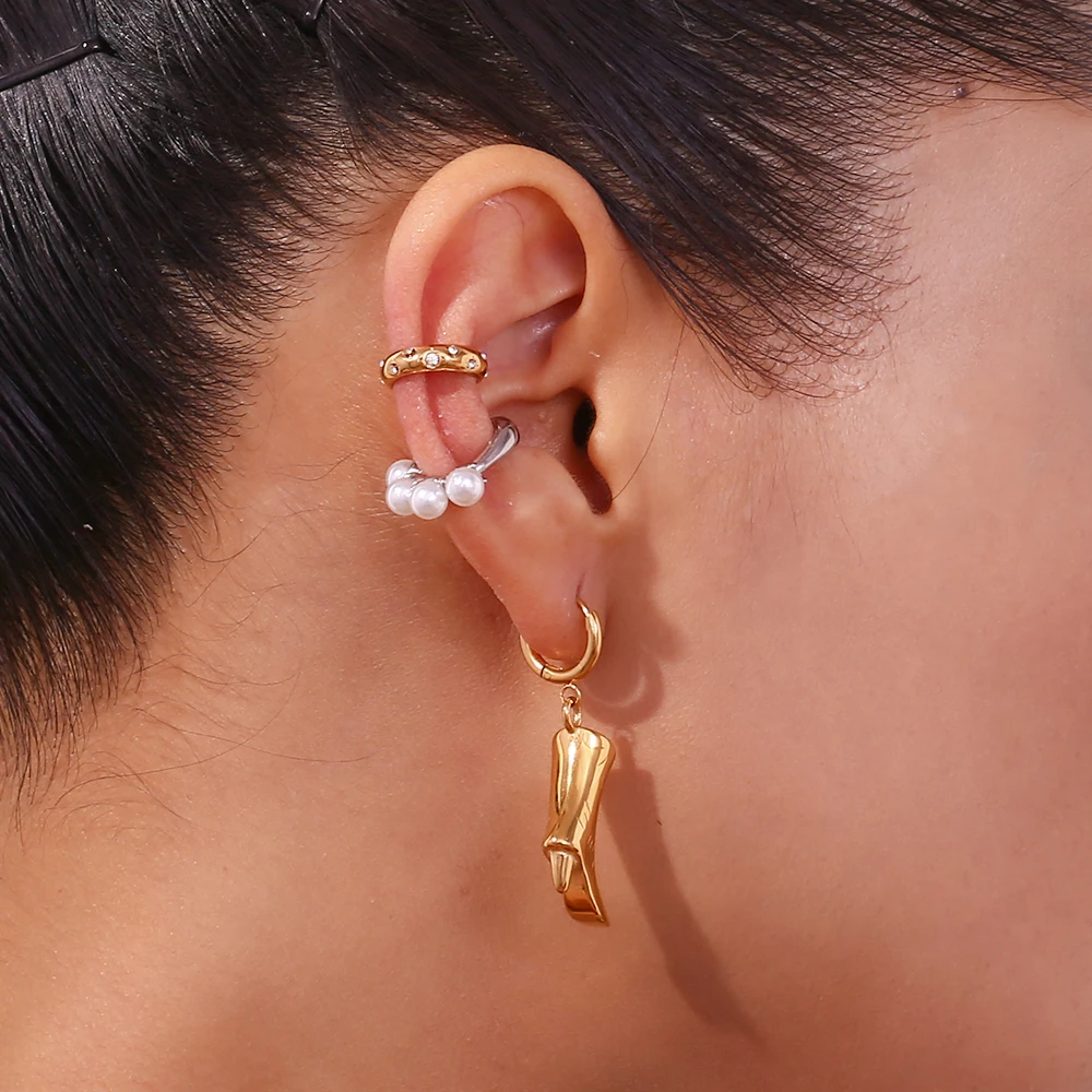 Minimalist Shiny Zircon Mini C Shape Ear Cuff Waterproof Trendy Women's Earrings 2024 Luxury Quality Stainless Steel Jewelry 4