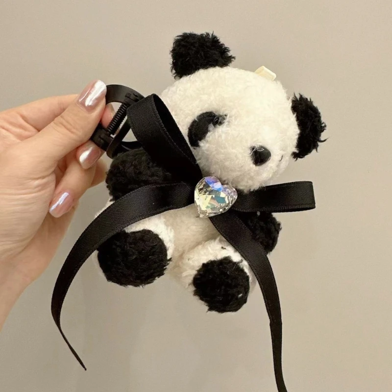 Stuffed Panda Shape Hair Claw High Ponytail Woman Headwear Female Hair Accessories Lovely Carnivals Party Hair Claw mini tassel wallet women fashion purse female short mini wallets korean students lovely purse female small wallet for women new