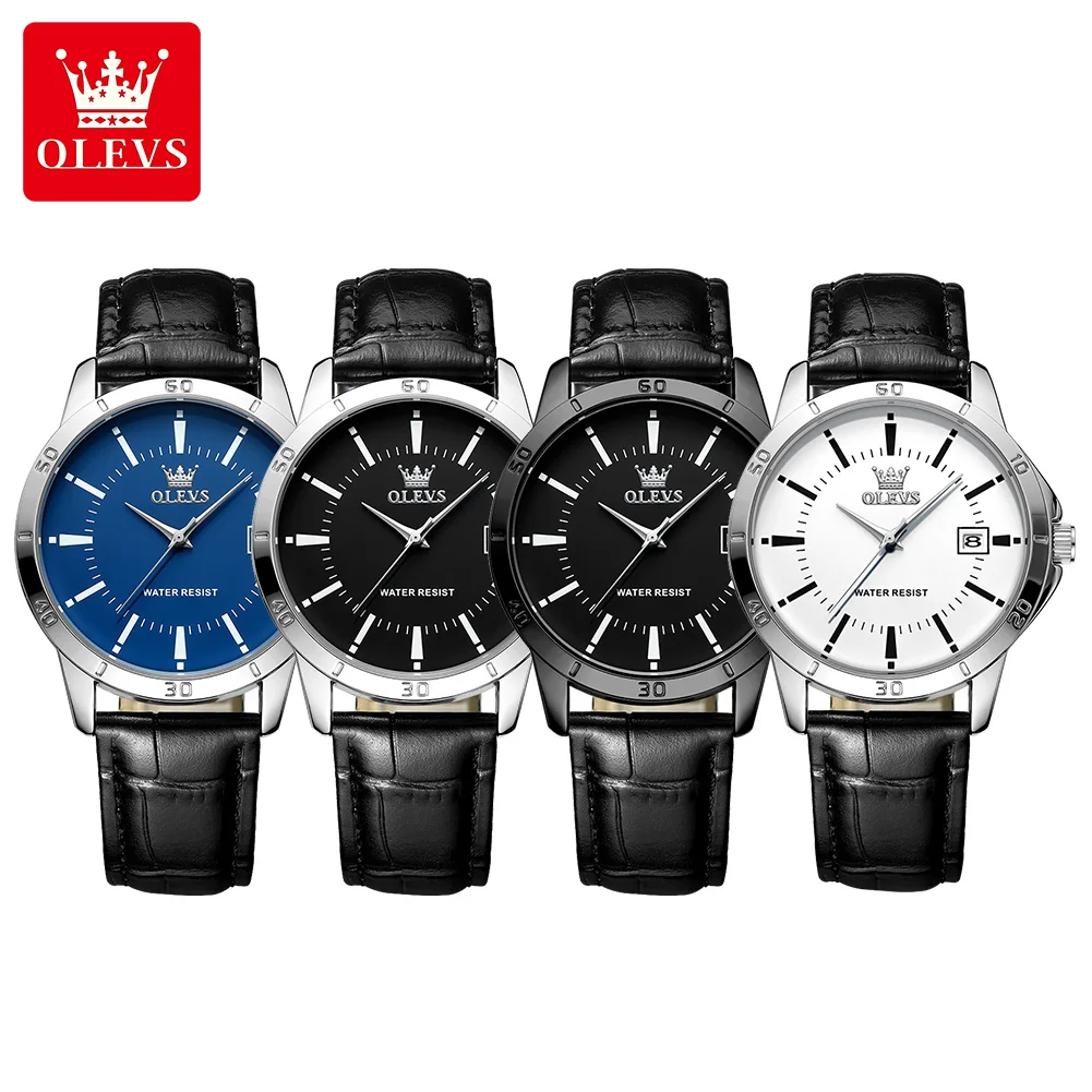 OLEVS TY716 Man Watch Fashion Leather Strap Waterproof Quartz Watch for Men Simplicity Calendar Original Luxury Men's Wristwatch 5