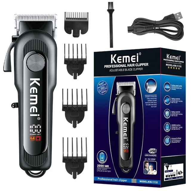 Kemei-Tondeuse à cheveux professionnelle sans fil pour hommes, rasoir  électrique puissant, batterie au lithium, 100V-240V - AliExpress