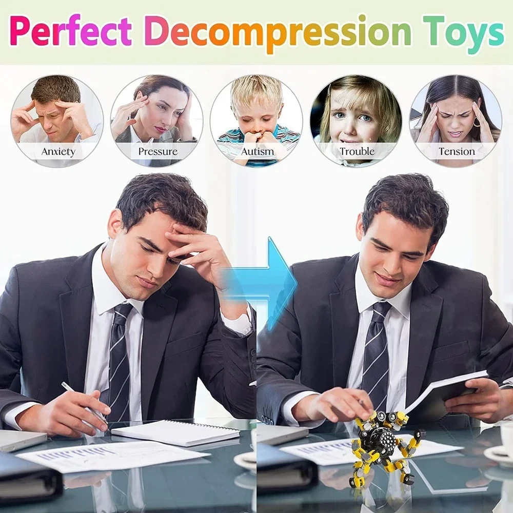 Creative Transformable Fidget Spinners Stress Relief Sensory Toys Fingertip Gyros Spinner Party Favors ADHD Autism Kids Adults 4