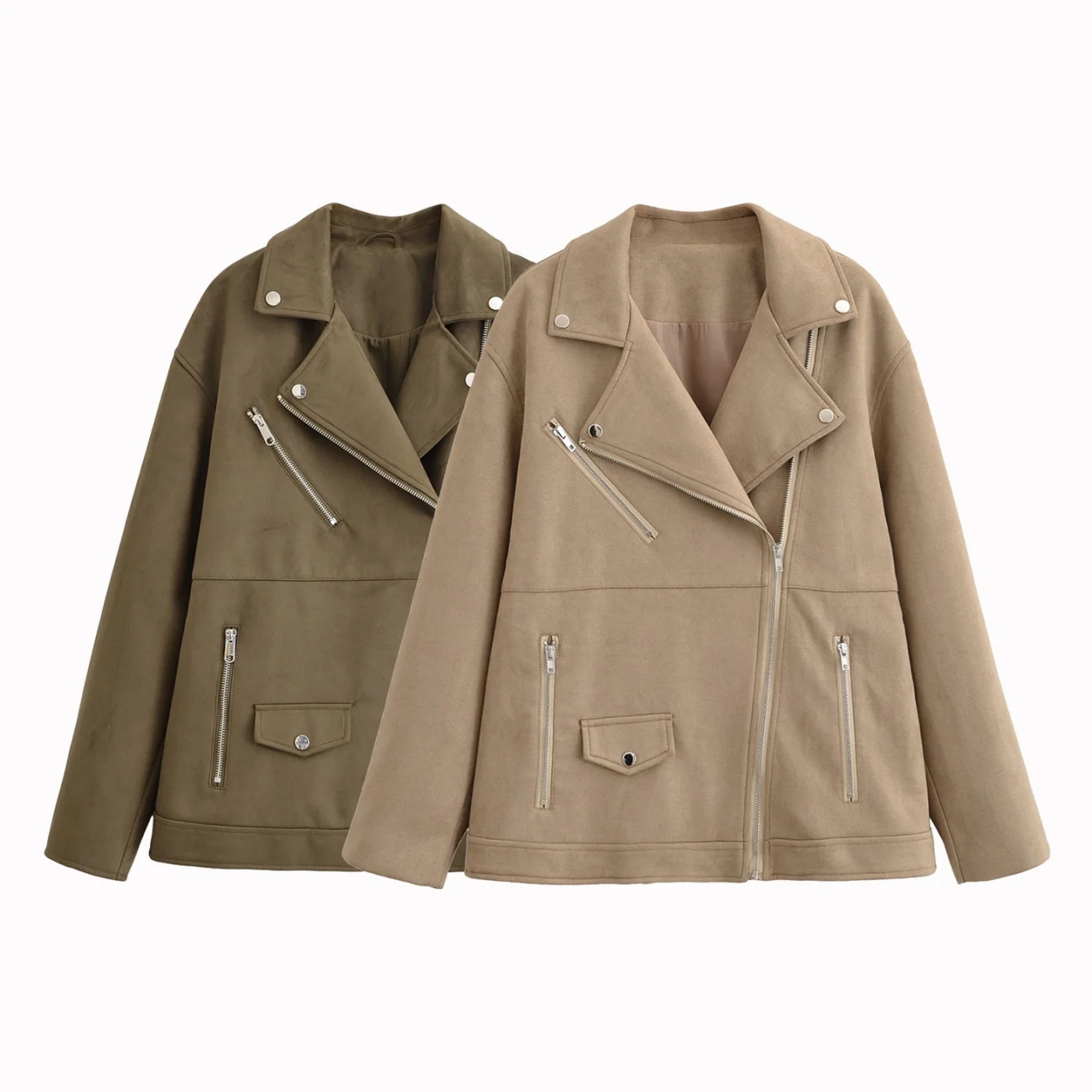 Autumn Women's Clothing Fashion Jackets Zipper Decoration Long Sleeve Jackets For Women Solid Cool Motorcycle Jacket Streetwear