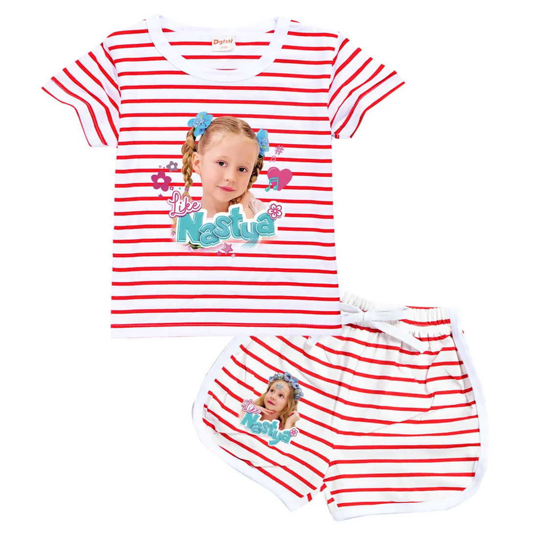 Like Nastya Toddler Girls Clothes Summer Pajamas Beautiful Short Sleeve T Shirt + Shorts Costume Girls Casual Sportswear Set