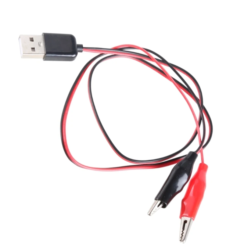 팬, LED 조명, 송풍기, 카메라용 USB 5V 클립 테스트 케이블 60cm 길이, 포지티브, 블랙 네거티브 드롭 배송
