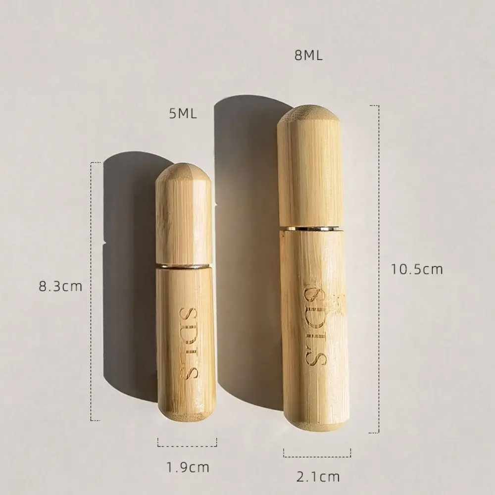 5/8ML Ultra Fine Refillable Perfume Bottle Mini Bottom Filling Liner Bamboo Spray Bottle Wood Portable Atomizer Gift
