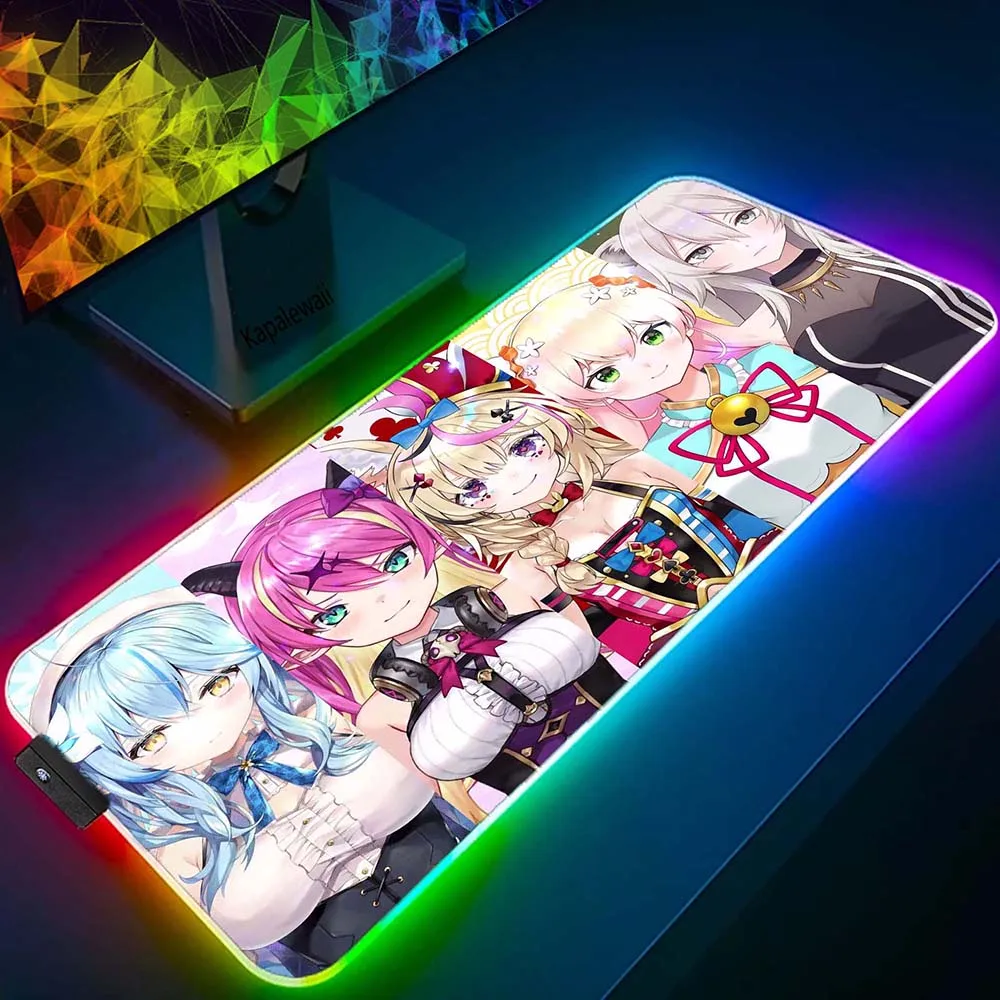 

Hololive Gamer Mouse Pad Gaming Mousepad Keyboard Pads XXL Oversize LED Pad Tapis De Souris RGB Mousepads Locking Edge Mouse Mat
