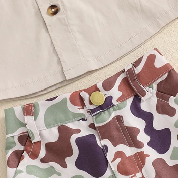 Infant Boy s Summer Camo Print Short Sleeve Shirt and Shorts Set with Button Down Collar - 2 Piece Outfit 2
