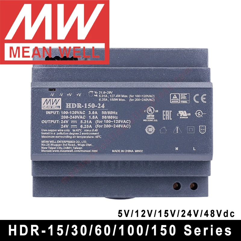 Alimentatore DIN Rail Mean Well HDR-30-12 - 12VDC 2A, 24W, Tensione Regolabile, Per Uso Industriale - Foto 8