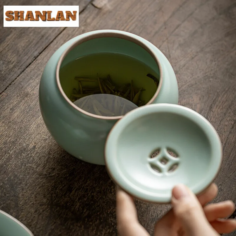400ml Azure Ru Kiln Porcelain Jianshui Antique Teapot Holder Writing-brush Washer Water Washing Slag Tank Household Chaxi Craft