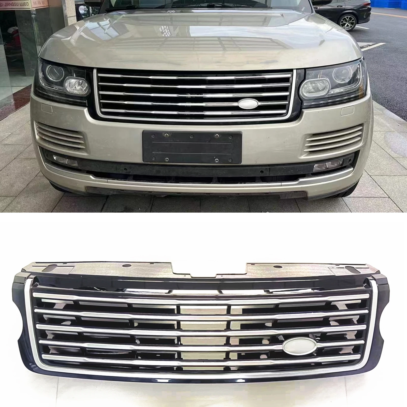 

For Land Rover Range Rover Vogue L405 2013 2014 2015 2016 2017 Front Grille Grill Silver Car Upper Bumper Hood Mesh Grid Kit