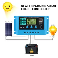 Régulateur de Charge solaire automatique 30A, écran LCD, double chargeur USB, sortie 5V, contrôleur solaire, chargeur de batterie PWM 12V/24V universel 5