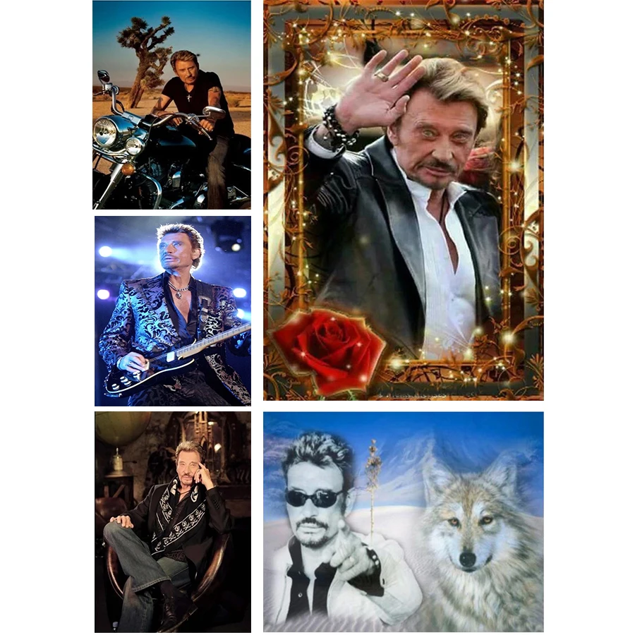 5D DIY Diamond Painting Johnny Hallyday Cross Stitch Artcraft wolf flower Embroidery Soul Singer Rhinestones Picture Unique Gift