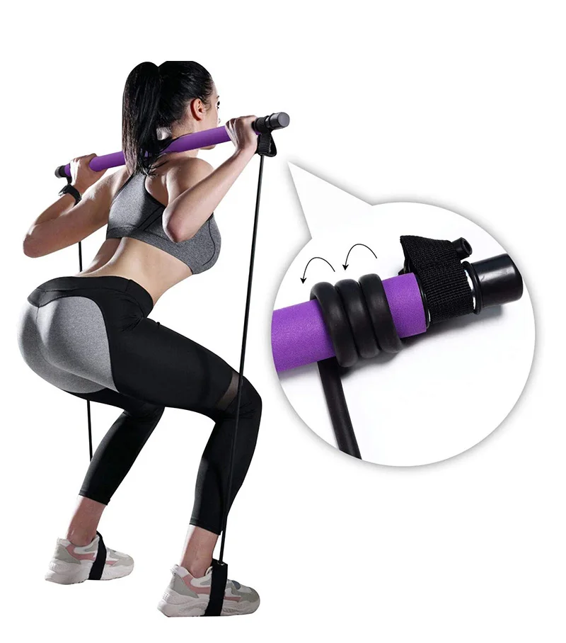 Portable Pilates Bar Kit With Resistance Bands Home Gym Exercise Equipment Supports Full Body Building Workouts