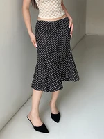 Women's Midi Skirts Dot Print Low Waist Skirts Spring Summer Casual Skirts 2025 Fashion Casual Elegant Clothes - Image 3