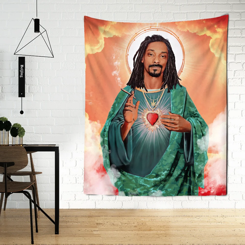 Tapestry Decor Snoop Dogg Tapestry Rapper Jesus Tapestry Wall Hanging Mystical Psychedelic Boho Aesthetic Room Hippie Bedroom Background Decor