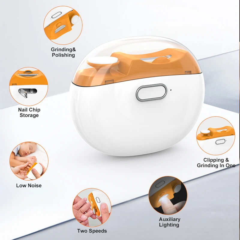 2-in-1 Automatic Electric Nail Trimmer Polisher with LED Light Safe Baby Nail Care Accessories for Babies Adults Manicure Tools