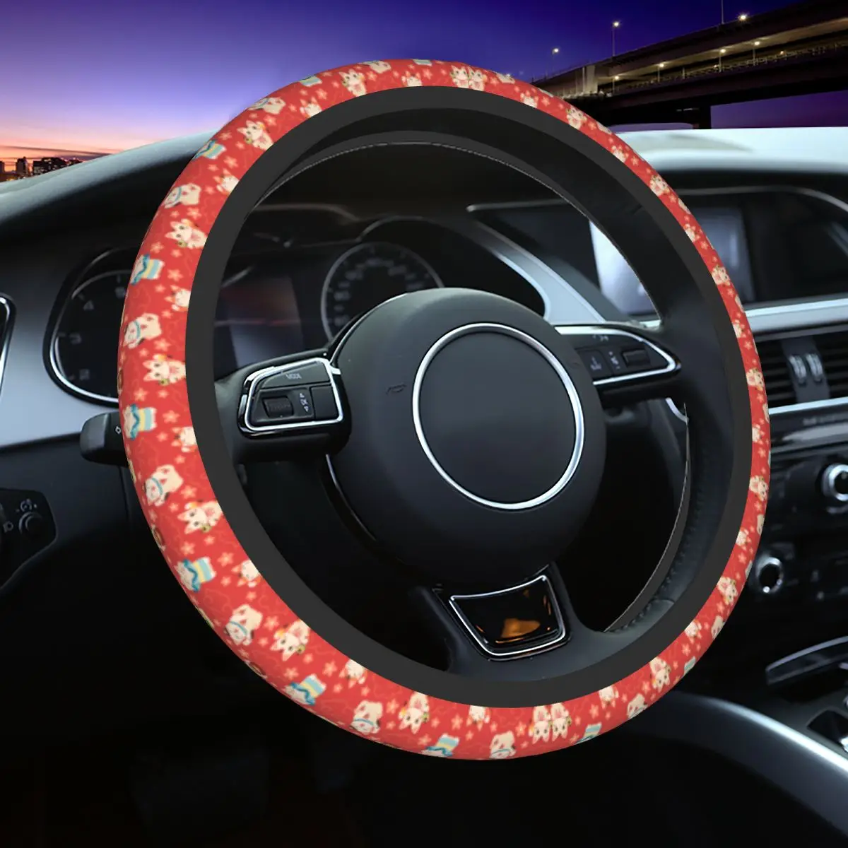 

Lucky Cat Floral Cute Car Steering Wheel Cover 38cm Universal Suitable Auto Decoration Steering-Wheel Accessories