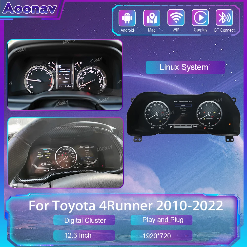

Digital Dashboard For Toyota 4Runner 2010-2022 Instrument Cluster Car Display LCD Screen Speedometer Virtual Cockpit Crystal