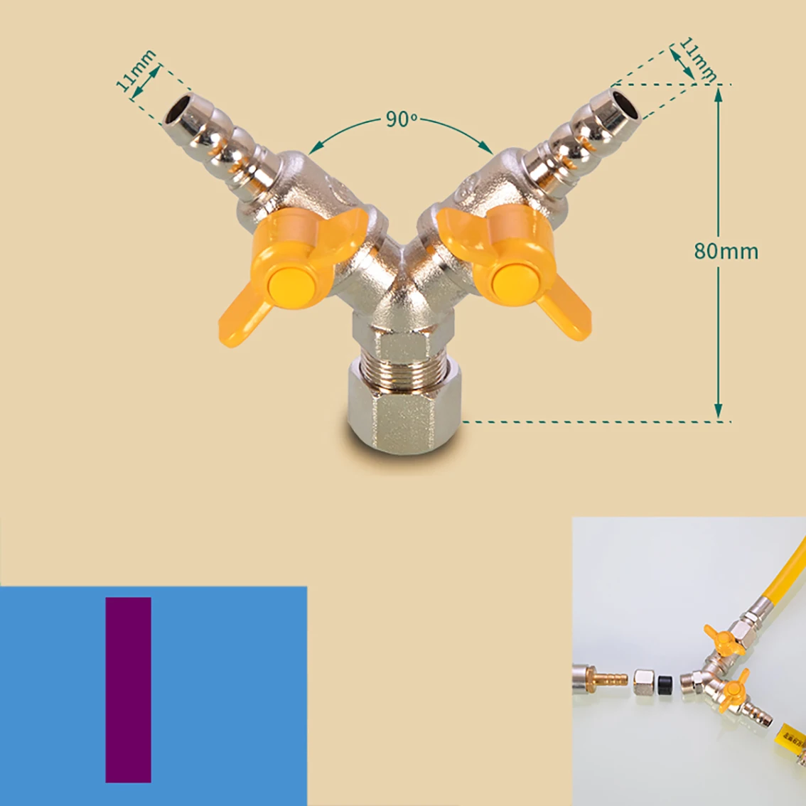 pagoda intubação conector de gás liquefeito válvula de esfera de três vias