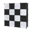 16 Cube Organizer Stackable Plastic Cube Storage Shelves Design Multifunctional Modular Closet Cabinet with Hanging Rod Black an 2