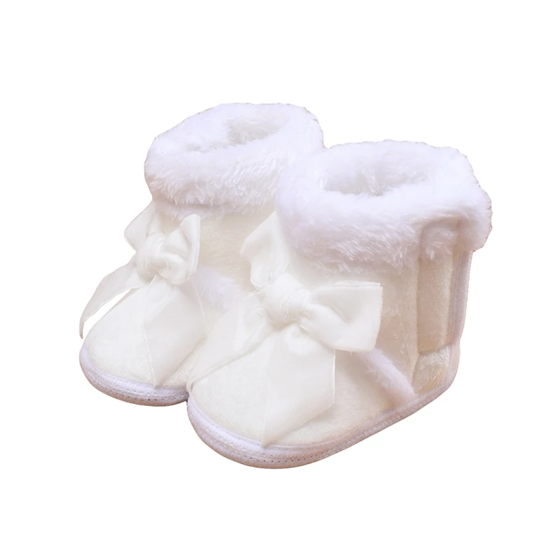 Baby Boots Winter Snow Boots Baby Girl Shoes Infants Anti-Slip Home Patch Color Big Bow Plush Warm Casual Party Winter Boots