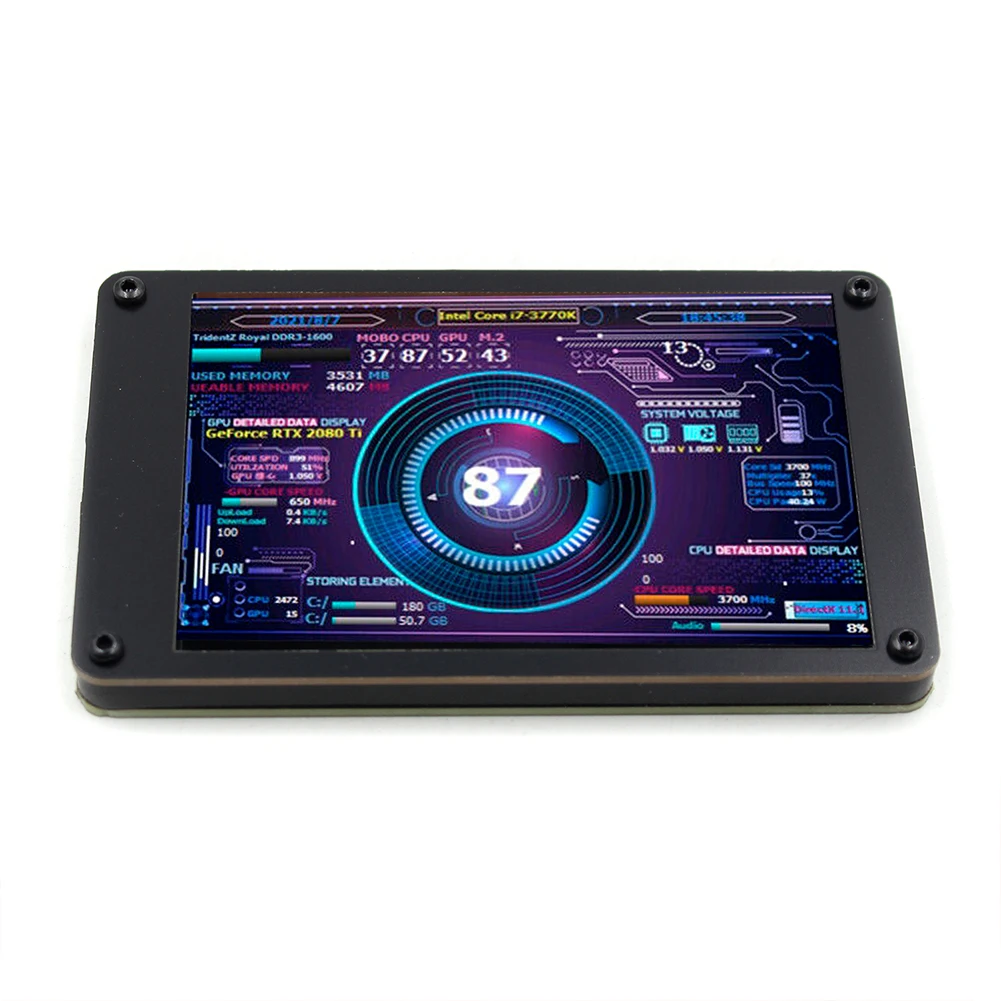 듀얼 USB 온도 모니터링 3.5인치 IPS DIY PC 디스플레이 보조 화면 CPU GPU RAM HDD 아크릴 미니 ITX 케이스 AIDA64용