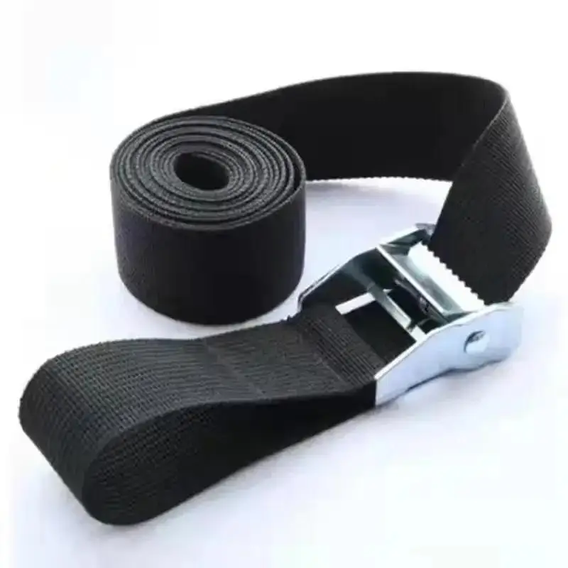 1pc Black Tie Down Strap Strong Ratchet Belt Luggage Bag Cargo Lashing With Metal Buckle Fixed Tool