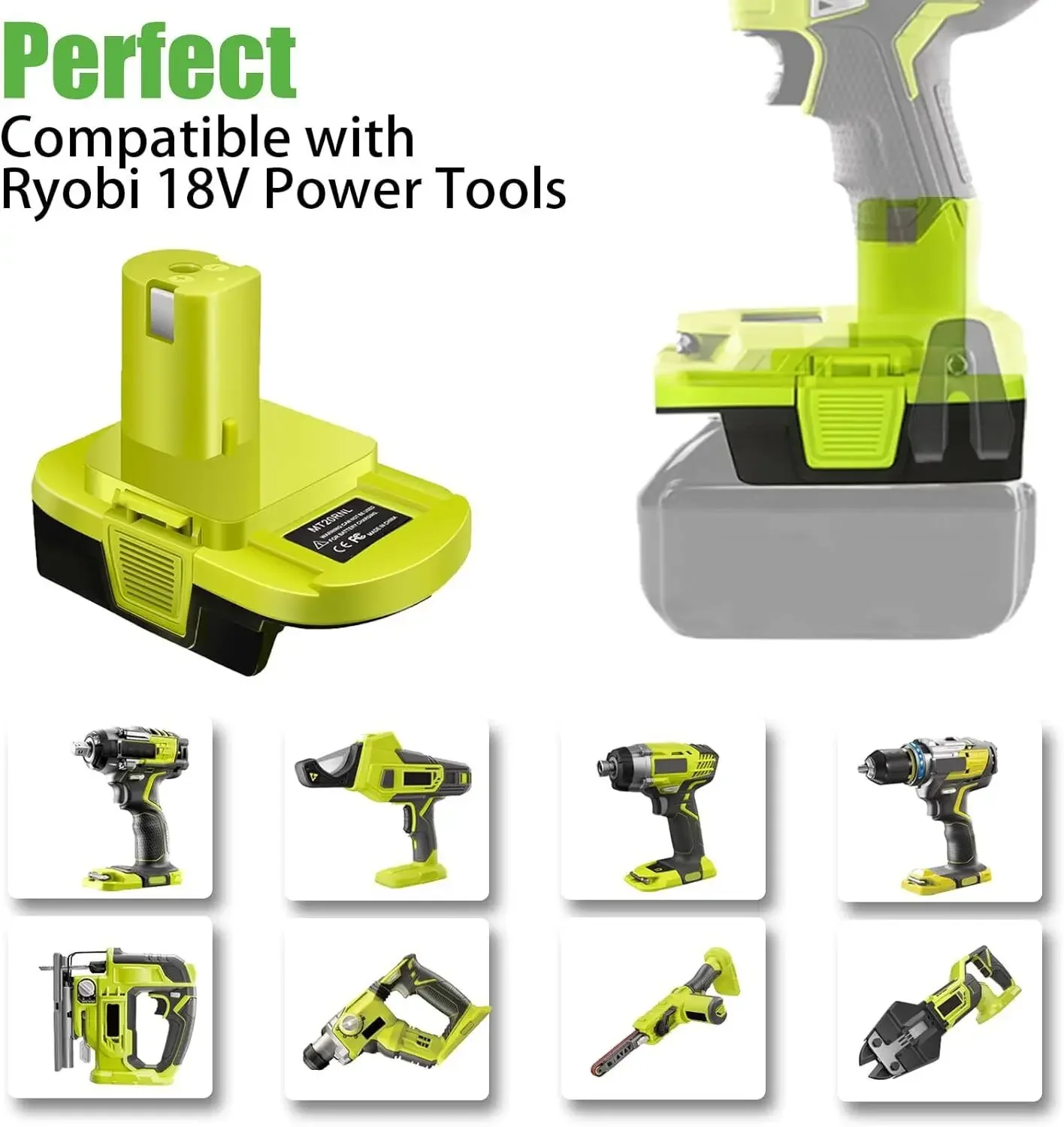 MT20RNL Battery Adapter Converter Use for Ryobi 18V Tools Converts for Makita 18V Li-ion Battery to Ryobi Li-ion
