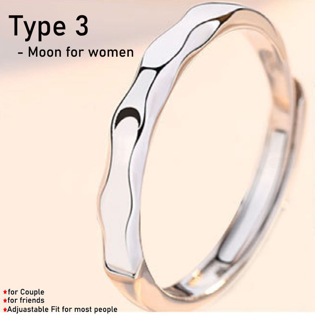 Moon Couple Rings Open Adjustable Ring Eachother Lover Couple Rings Wedding Jewlery Ring Friends Gift Fit for Most Women Men