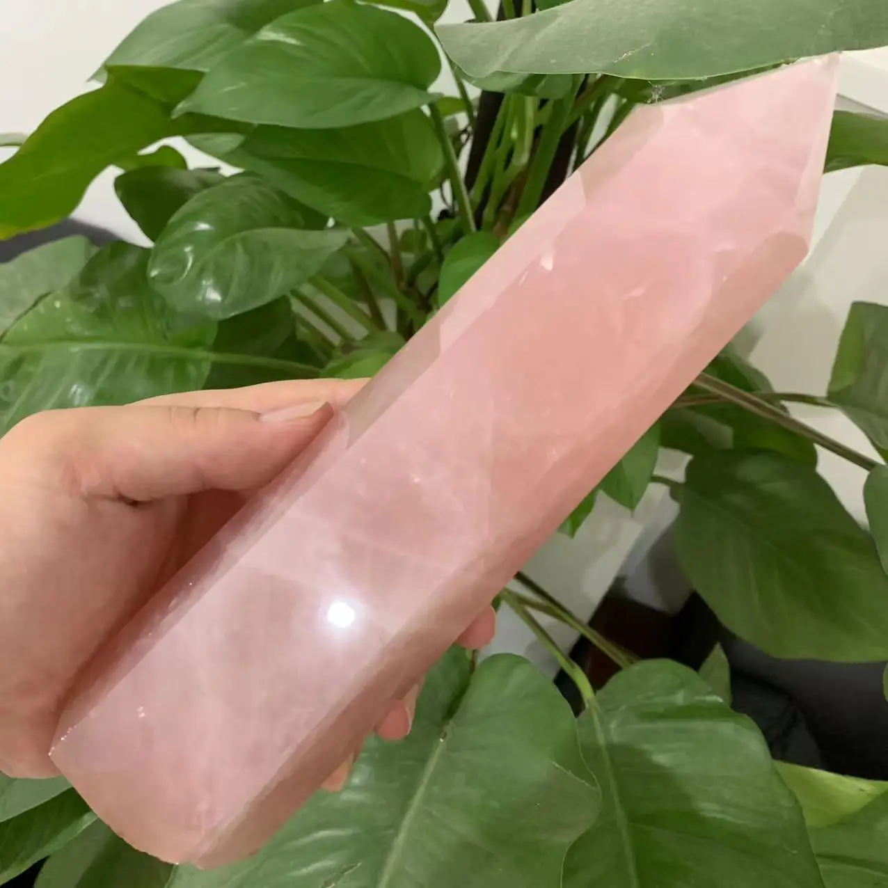 

Beautiful Natural Pink Rose Quartz Crystal Obelisk Wand Point Spiritual Healing Home Decor