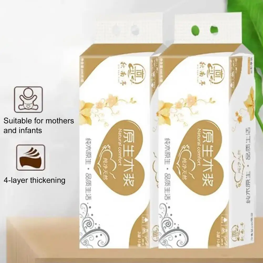 10 Rolls Convenient Roll Paper Strong Cleaning Thick Family Use Bathroom Tissue Kit