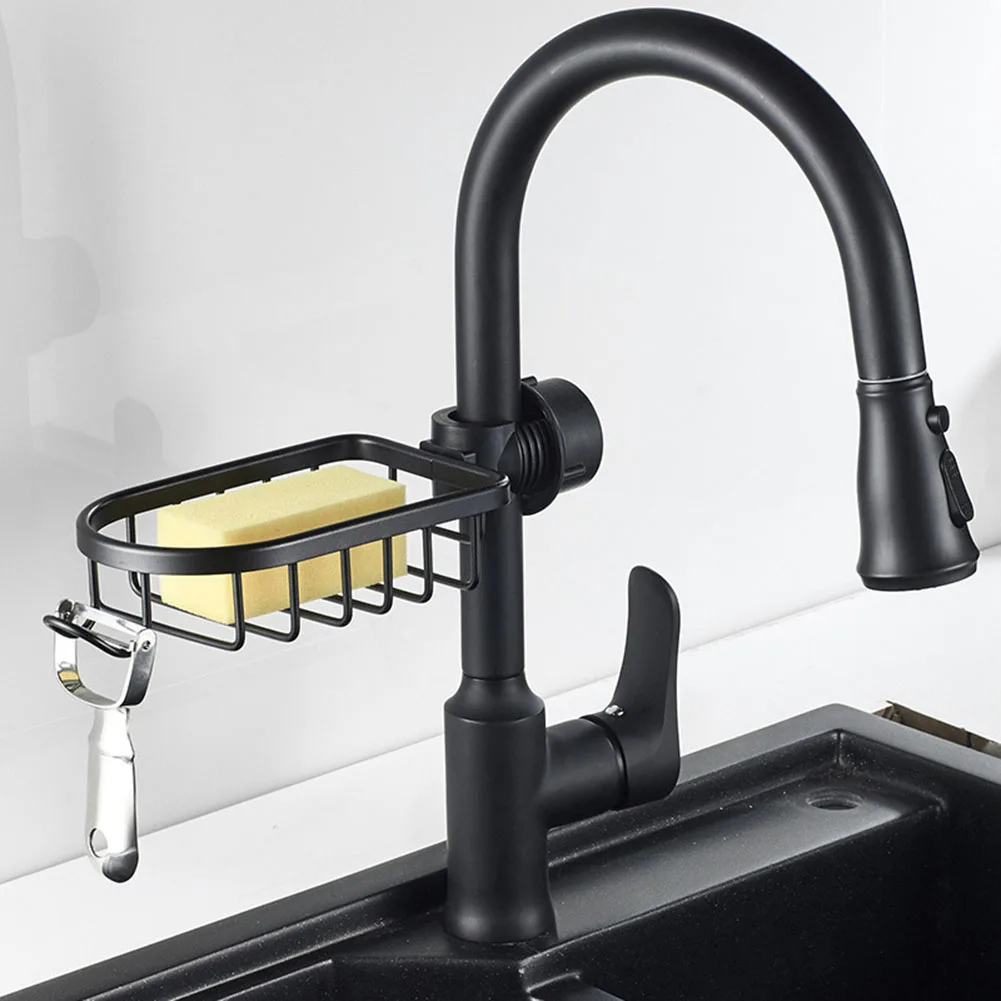 Drain Hanger Kitchen Faucet Rack Adjustment Anti-corrosion Bathroom Storage Organizer Hollow Design Metal For 2-3cm Faucets 2