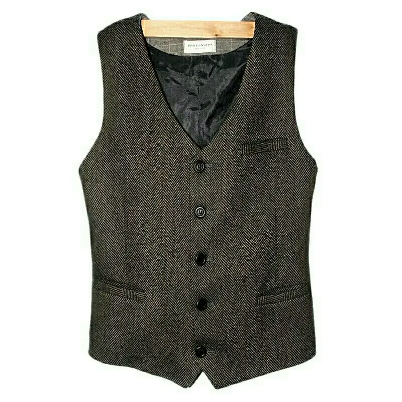 

New 2023 Men's Wool Blended Slim-fitting Vest Business Groomsmen Clothing Men Wedding Sleeveless Jacket Waistcoat Jacket B11