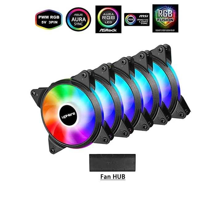 Uphere Rgb Fan Pwm Radiator Fan For Pc Case 5v Argb 3pin Lighting Motherboard Aura Sync - Case Fans - AliExpress