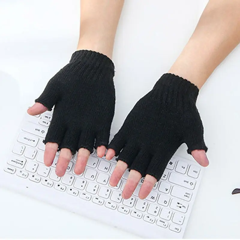 Winter Warm Knitted Wool Half Finger Gloves