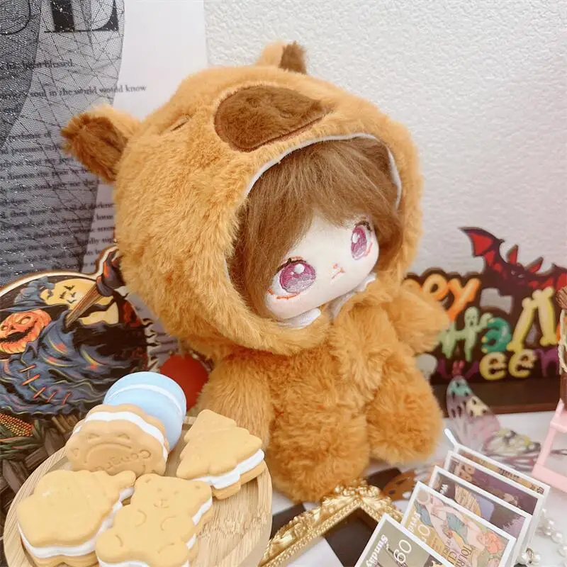 20cm Kawaii Cartoon Capybara Fluffy Coat Suit Plush Cotton Doll DIY Clothes Accessories Stuffed Toy for Kids Girls Birthday Gift 6