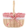 Zerodeko Little Red Riding Hood Basket Hand Woven Picnic Bag Gift Basket Wicker Storage Basket Linen Inner Basket Storage 1