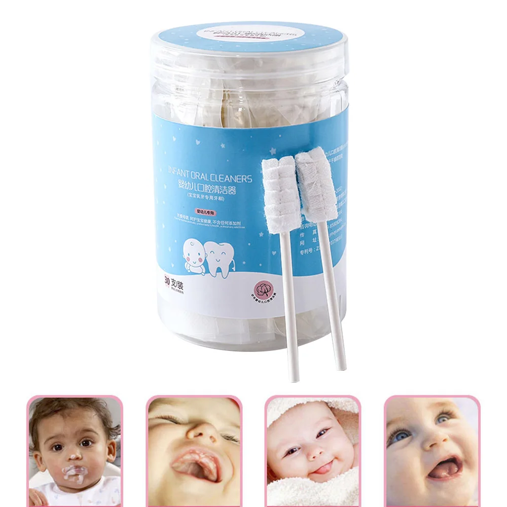 30PCS/Box Baby Tongue Cleaner Baby Toothbrush Tongue Cleaner Disposable Gauze Toothbrush Infant Oral Care Dental Care