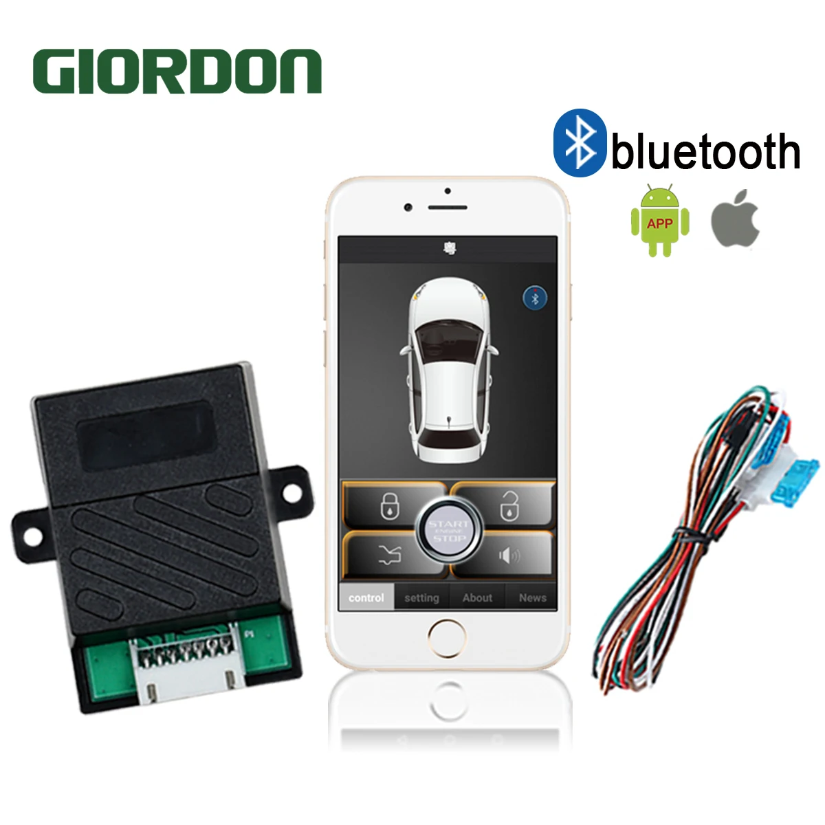 Smart Key Universale Smartphone Telecomando Start Stop Control Pulsante Di Sicurezza Allarme Auto Con Ingresso Passivo Senza Chiave Finestra Rosa 686W