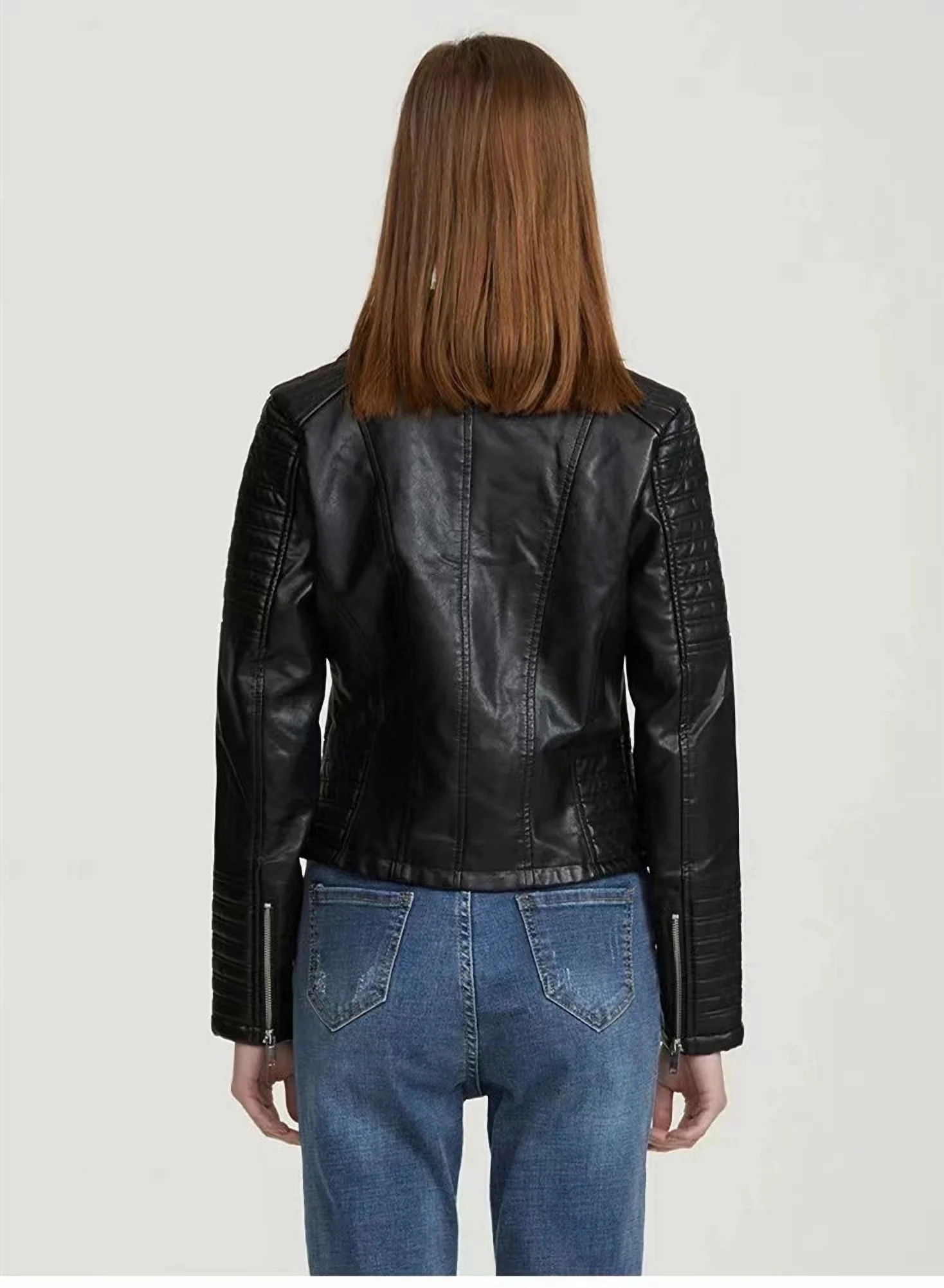 AllSaints - Dalby - Blouson style motard en cuir - Noir/argenté