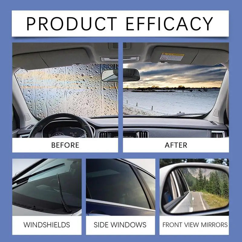 Glass Oil Film Remover 50ml Anti-Fog Glass Cleaner Washer Fluid Long-Lasting Windshield Cleaner Deep Cleaning Rainproof Car