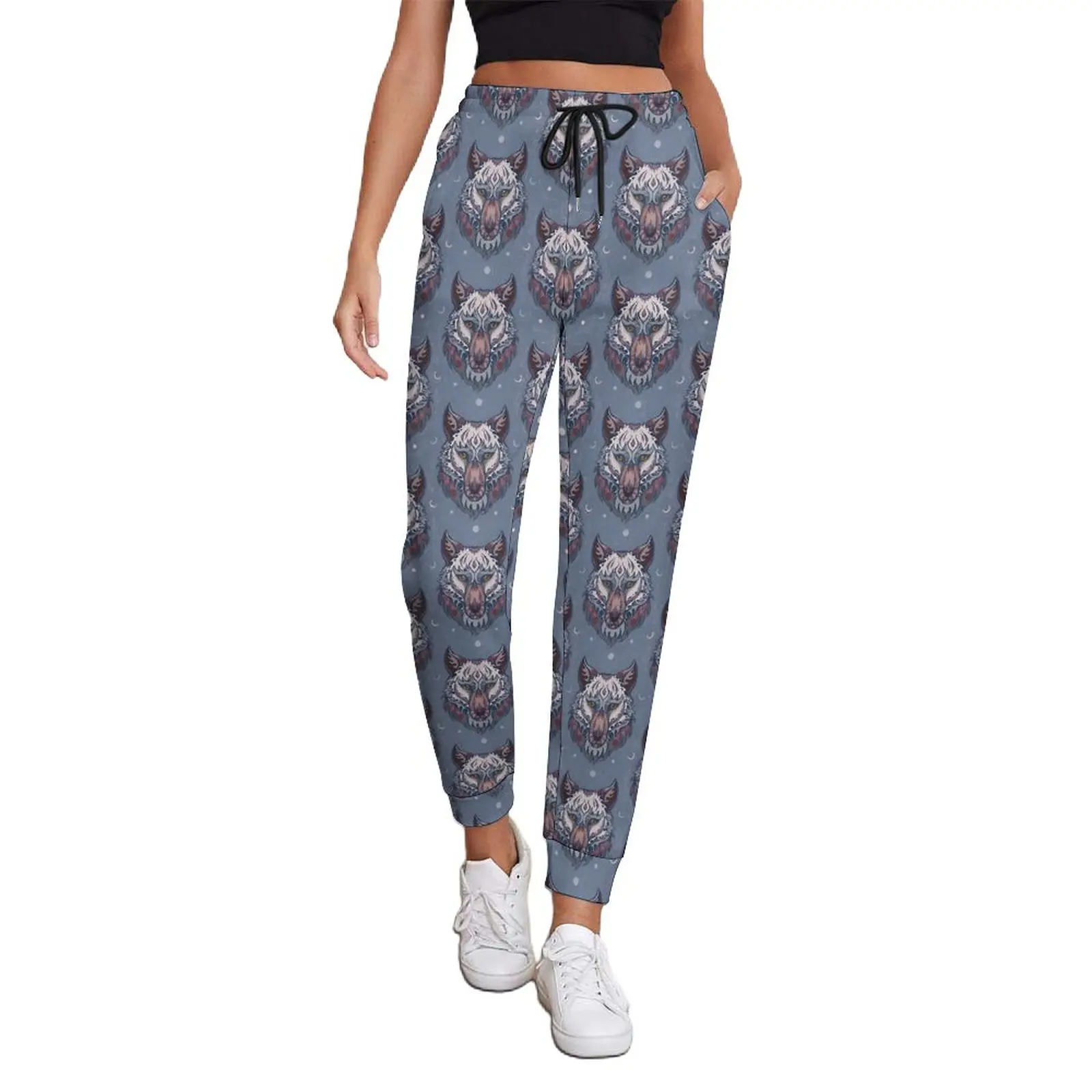 

Heads of Wolf Baggy Pants Boho Animal Street Style Sweatpants Spring Womens Trendy Design Oversize Trousers Birthday Gift