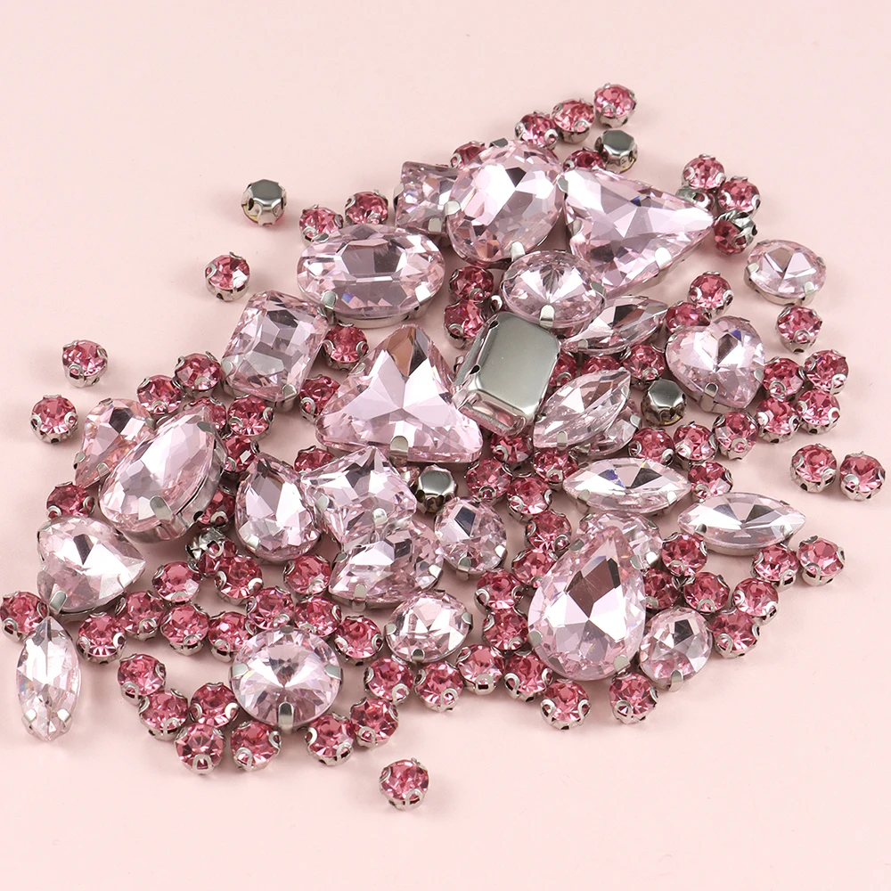 130 teile/los Silber klaue Einstellung Glas Strass gemischte Form auf Kristalls tein Diamant für Hochzeits kleid Schuhe Taschen DIY Trim nähen – Detail 9