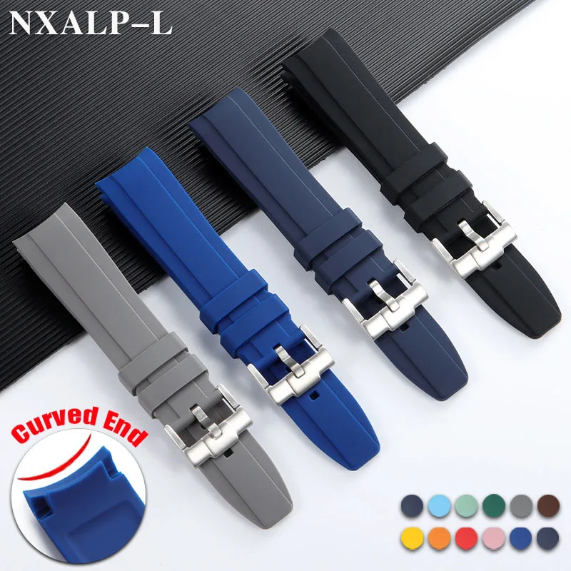 Soft Silicone Curved End Waterproof Watch Band Bracelet