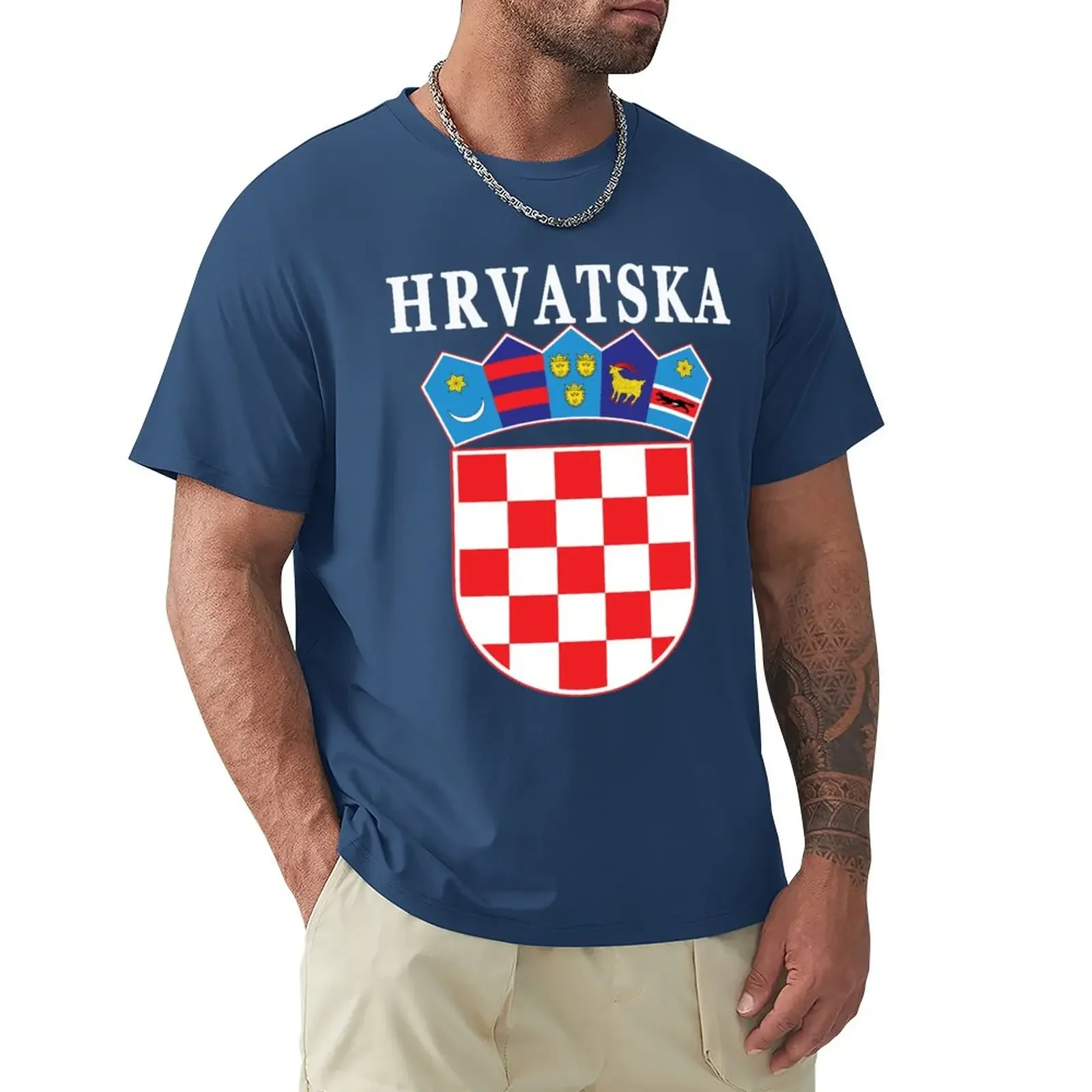 Croazia Hrvatska Deluxe National Jersey T-Shirt Ragazzi Whites Hippie Clothes Mens Graphic T-Shirt Funny