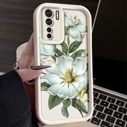 Floral Painted Silicone Phone Case - Soft, Anti-Drop Protective Cover for Oppo F15 (WHITE)