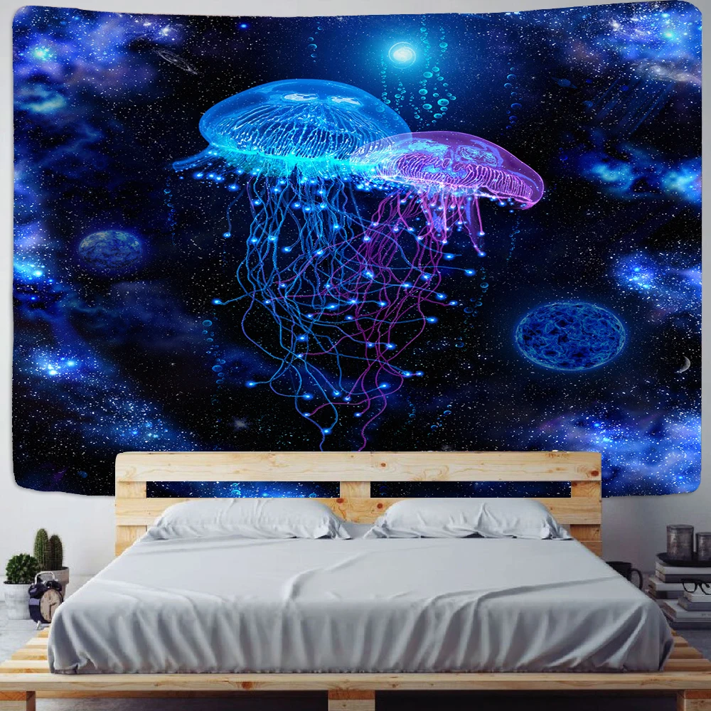 

Jellyfish Psychedelic 3D Printed Tapestry Hippie Fantasy Colorful Art Tapestry Mandala Bohemian Family Dormitory Wall Decoration