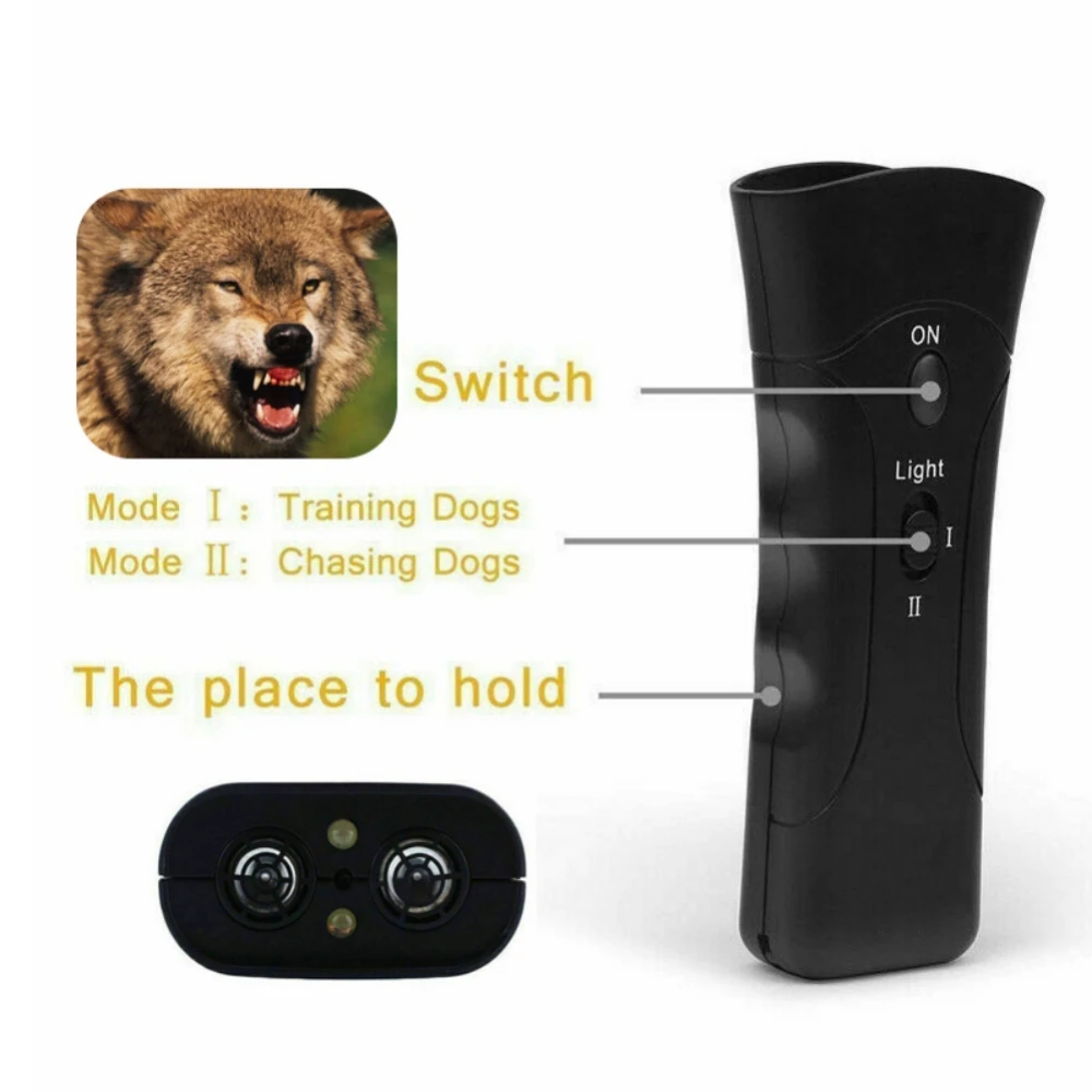 LED 초음파 개 어댑터, 애완견 퇴치기, 짖는 소리 방지, 전기 충격기, 배터리 없는 훈련, 블랙
