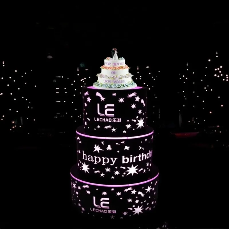 LED Lighted Rechargeable Happy Birthday Cake Bottle Presenter bottle Glorifier Holder VIP for Party Lounge Bar NightClub