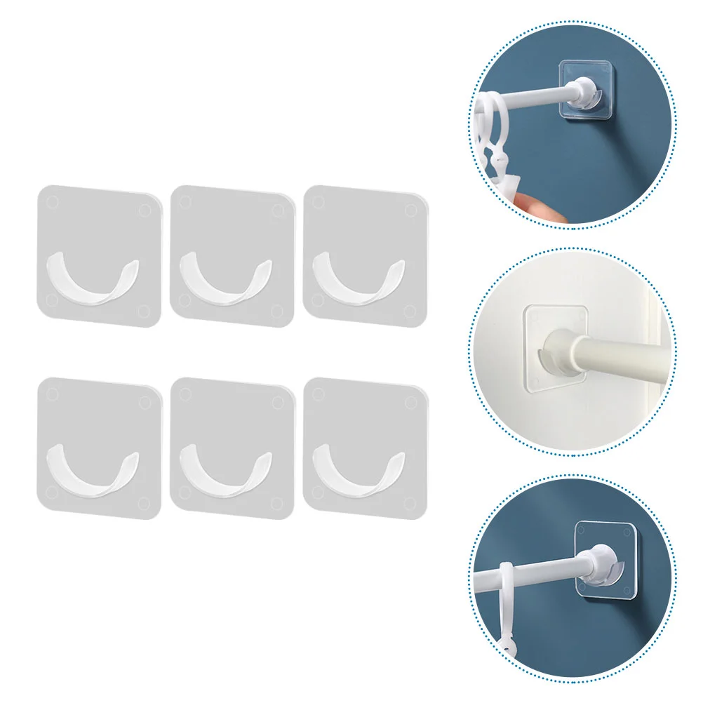 6Pcs Tension Curtain Rods Nail-Free Pole Bracket Shower Holders Retainers Mounts Durable ABS Racks Home Compression bar bracket